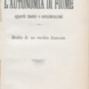 L&#039;autonomia di Fiume : appunti storici e considerazioni
