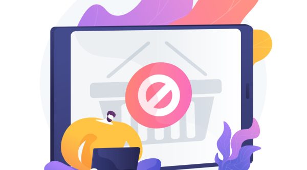 Purchase ban, online store website error, cancel buying . Order placing inability, buy limit, budget line. Online buyer cartoon character. Vector isolated concept metaphor illustration.